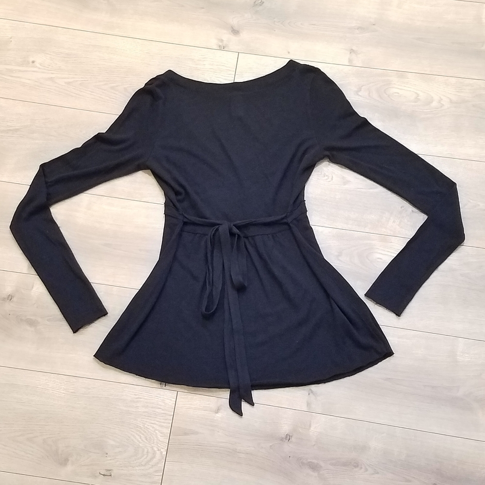 Free People Deep VNeck Long Sleeve Top Black {Med} - Picture 4 of 11